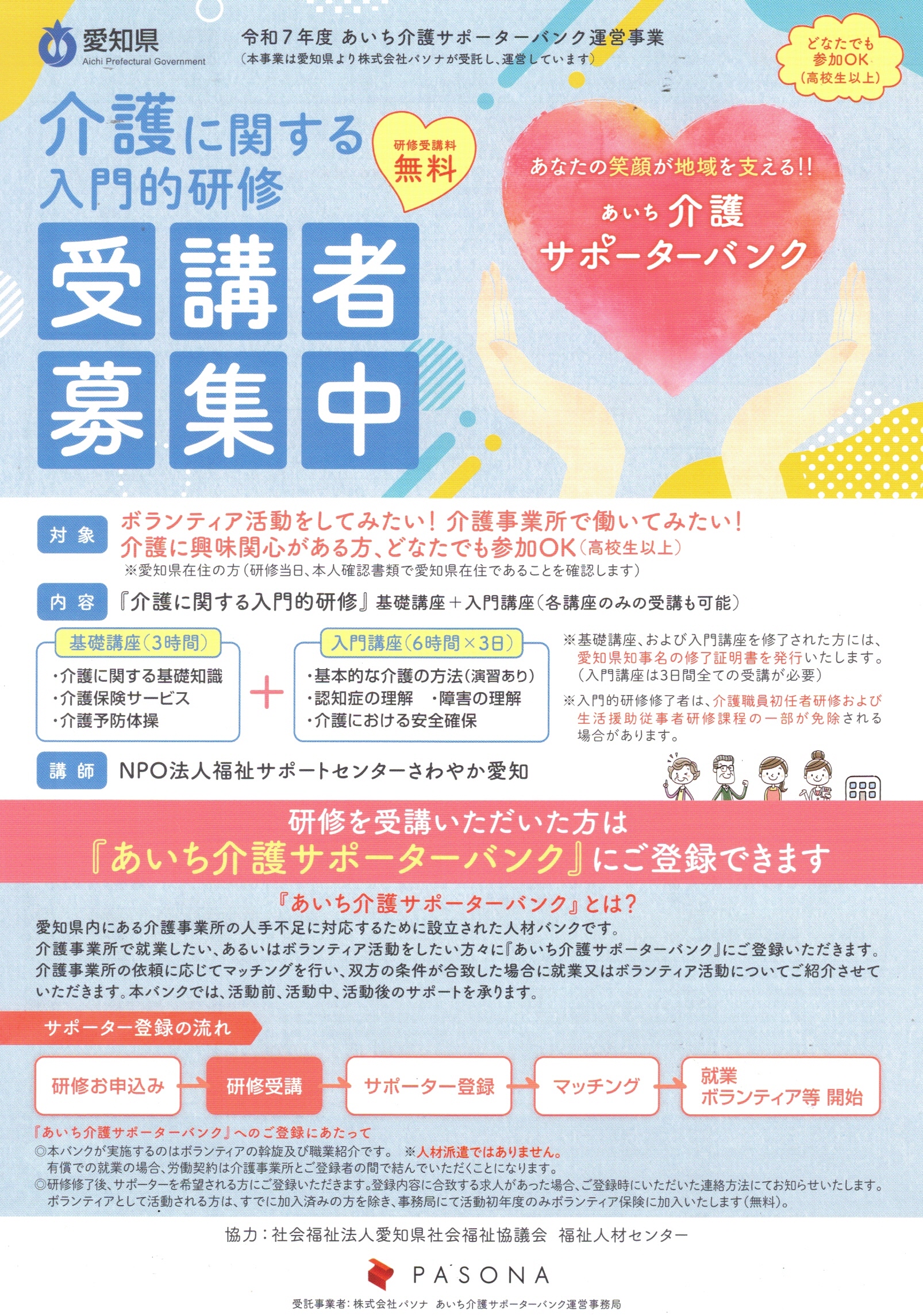 介護に関する入門的研修　受講者募集中