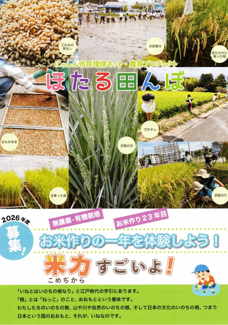 にっしん市民環境ネット・農育プロジェクト 　ほたる田んぼ